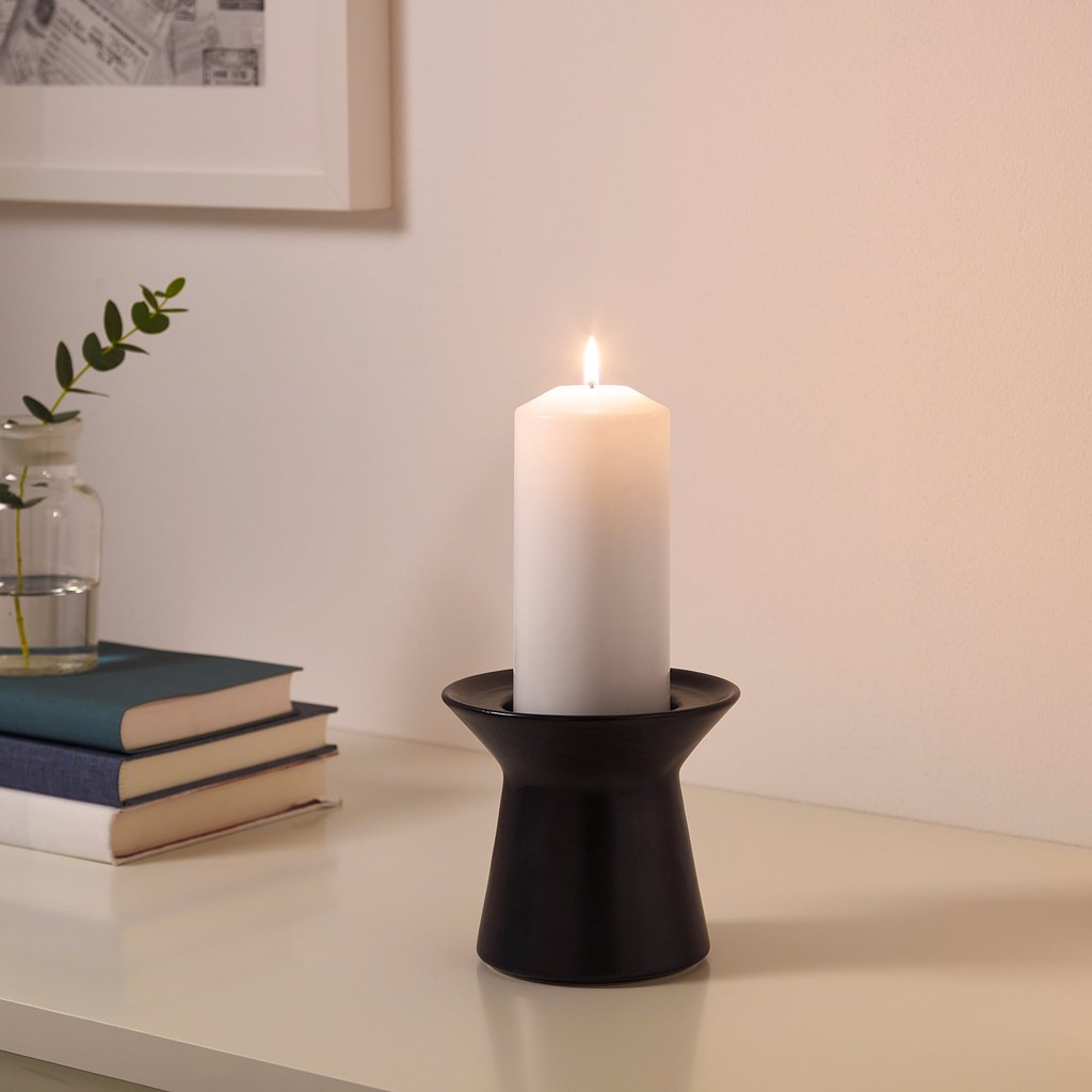 Chân Đế nến gốm đen IKEA SINNESRO | Black Ceramic Candle holder