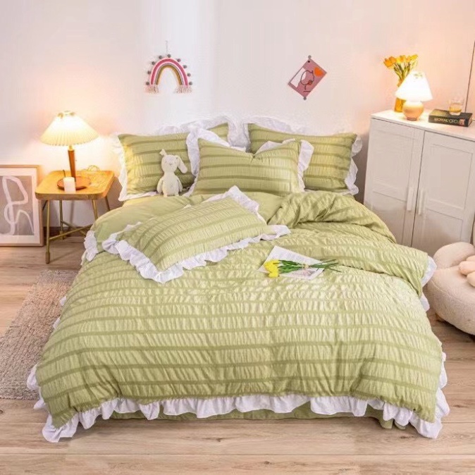 Bộ chăn ga gối cotton đũi mây hàn quốc, chăn ga gối cotton đũi bèo mềm mát không xù lông dành cho mùa hè