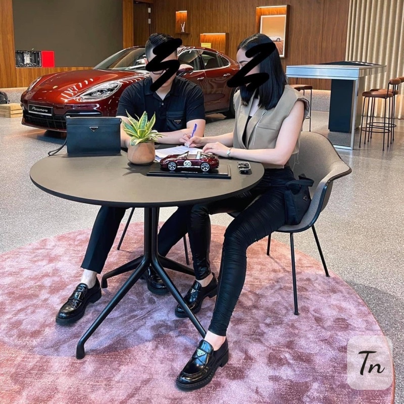 Giày Moca Prad Nữ đế 3p da bóng hàng fullbox, bill túi l1