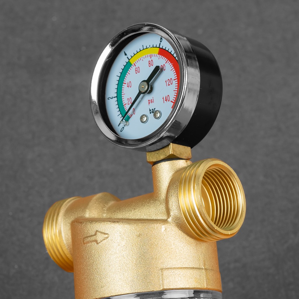 Bộ lọc nước thô đầu nguồn - xử lý nước dùng trong sinh hoạt Có đồng hồ áp ren 21 - 27 - 34