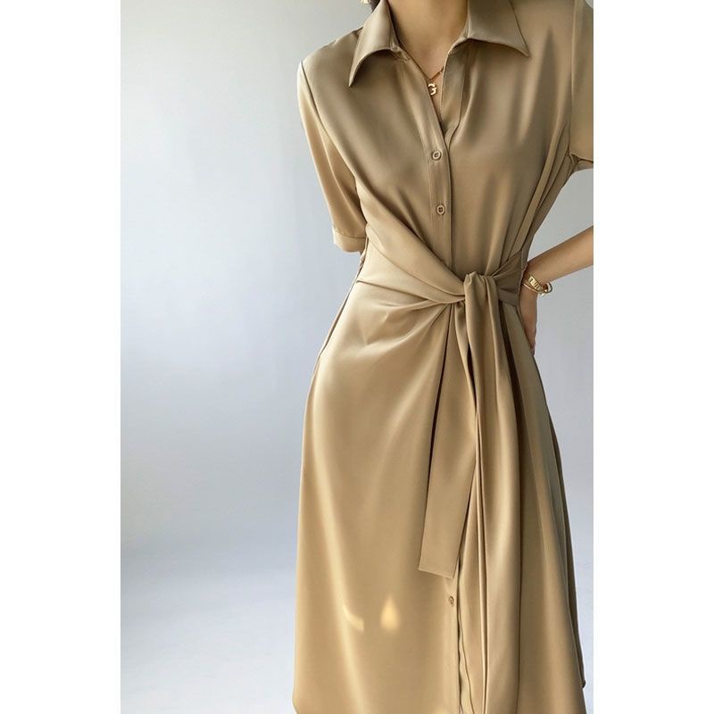 Đầm Sơ Mi Cao Cấp Dáng Dài Chiết Eo Thời Trang Mùa Hè Năm 2021 Dành Cho Nữ