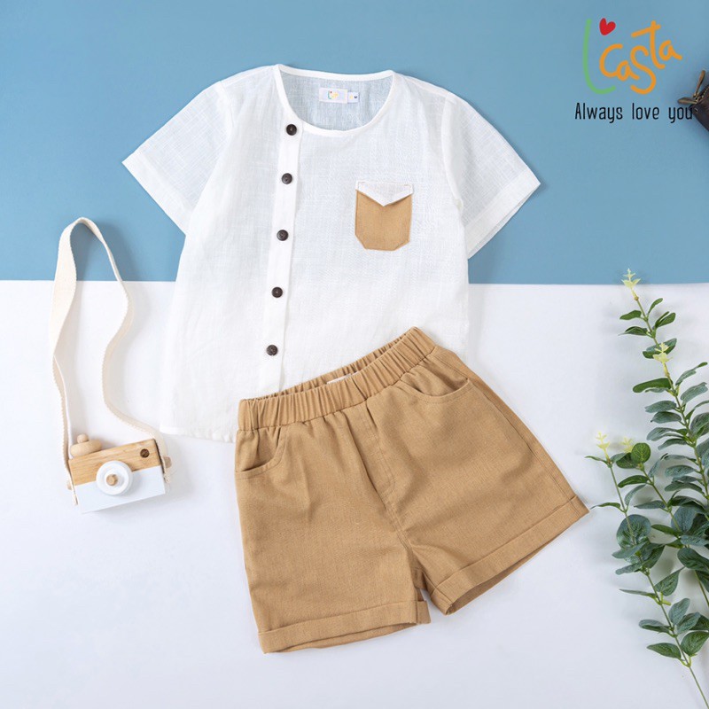 Bộ thô linen cúc lệch siêu mát Lcasta
