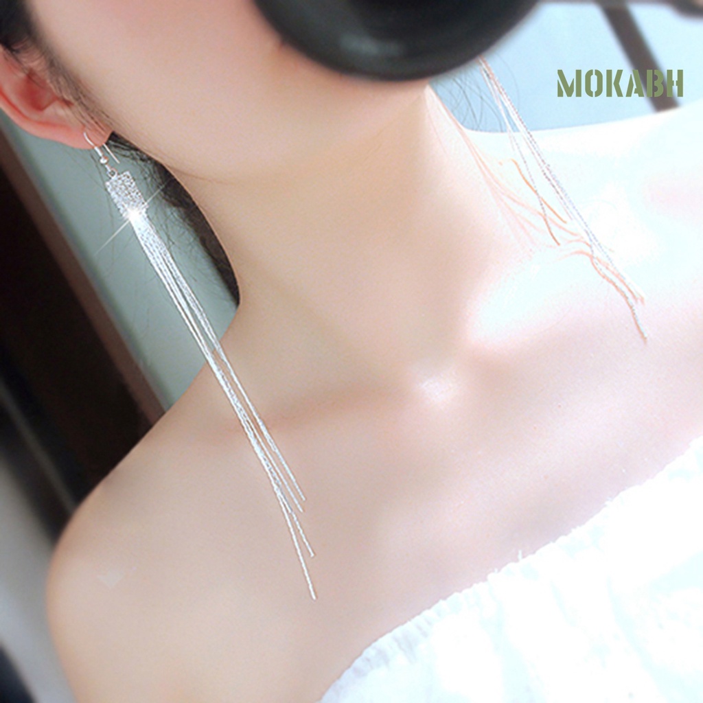 1 Đôi Bông Tai Dáng Dài Đính Đá Thời Trang Dành Cho Nữ