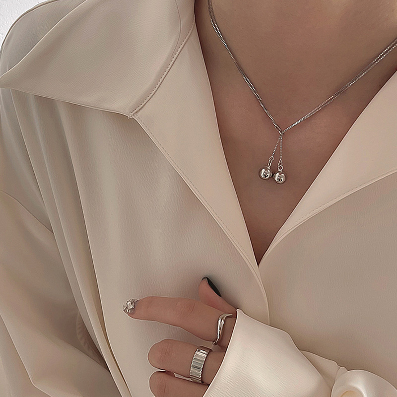 Dây chuyền mặt hình hai quả chuông phong cách thời trang hàn quốc