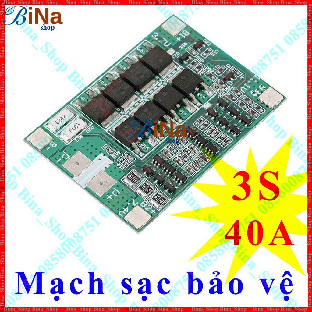 Mạch sạc bảo vệ pin 3S 40A 12.6V cân bằng / tiêu chuẩn