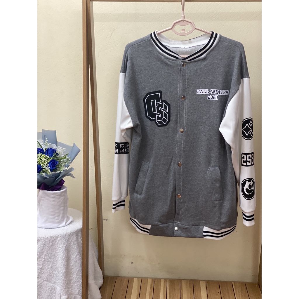 Áo bomber nam nữ unisex ,áo khoác nỉ tàn phối trắng, dày đẹp mềm mịn form rộng phong cách hàn quốc Freesize | BigBuy360 - bigbuy360.vn