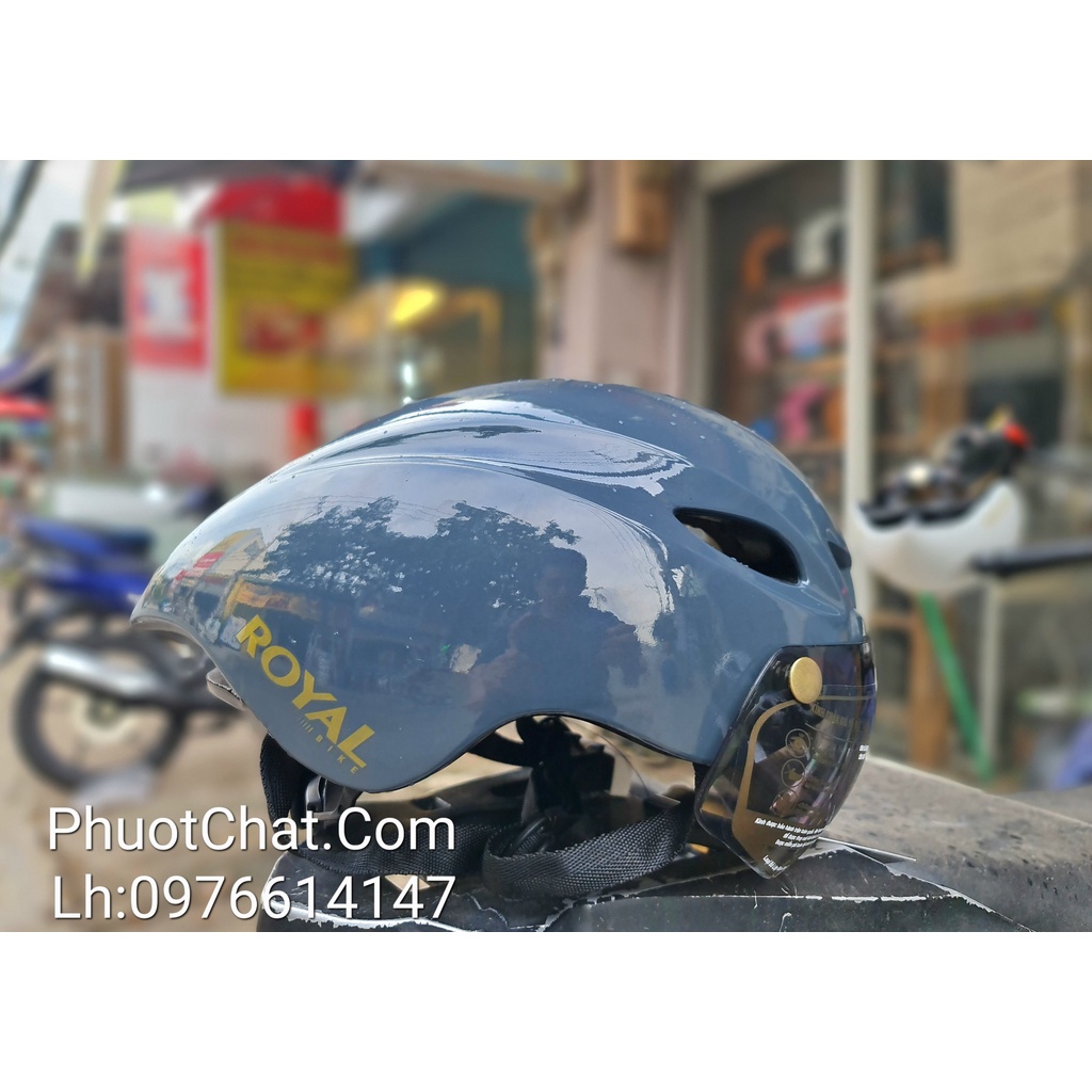 Mũ bảo hiểm thể thao,Nón xe đạp Royal MD16 màu xanh xi măng