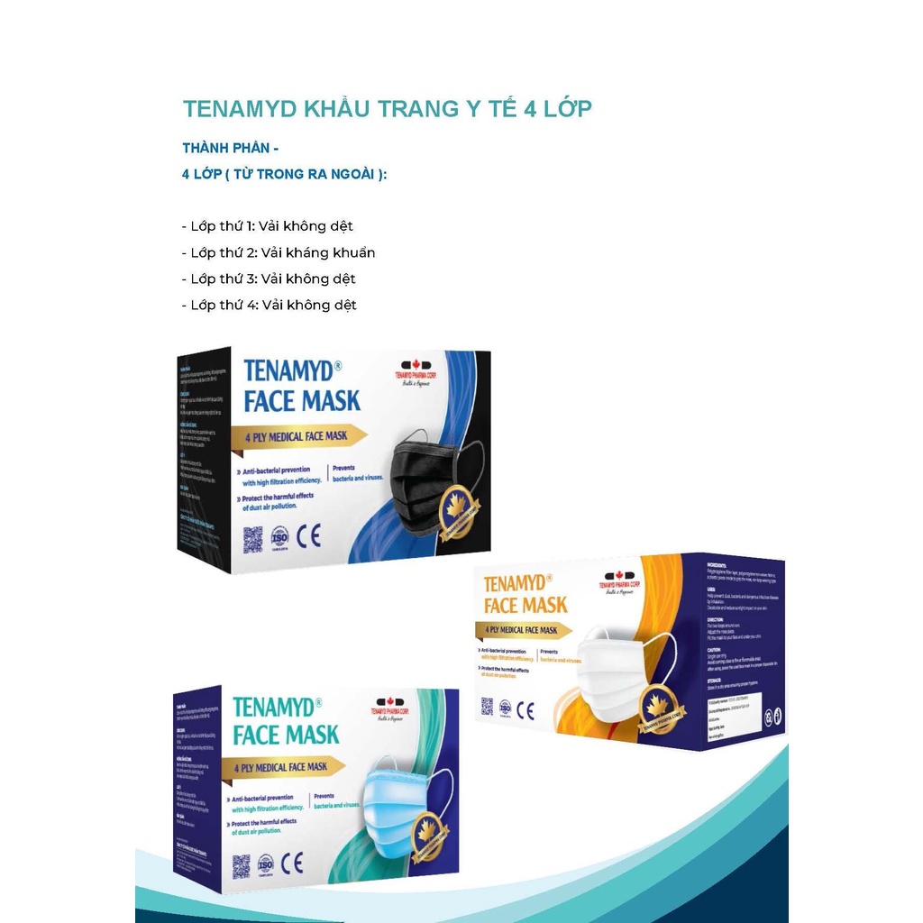 KHẨU TRANG Y TẾ 4 LỚP KHÁNG KHUẨN TENAMYD