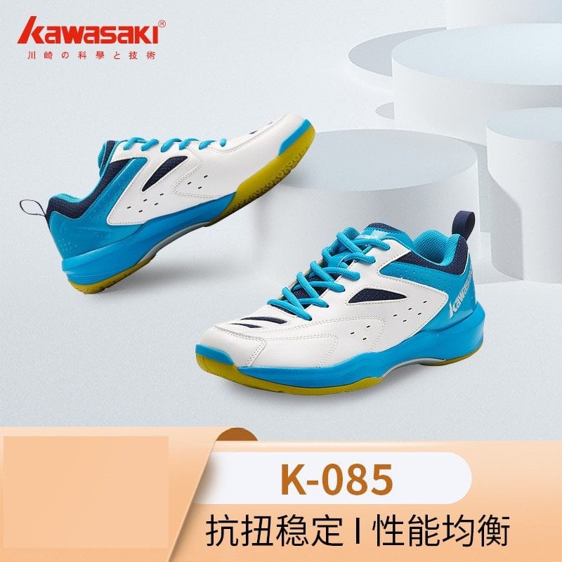 Giày Bóng Chuyền, Giày Cầu Lông Tặng Tất Yonex Kawasaki K085 chính hãng màu trắng xanh