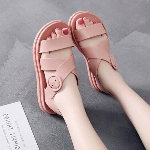Dép Sandal Nữ Quai Ngang - Giày Sandal Nữ Quai Hậu Đế Bằng Phong Cách Nữ Sinh Hàn Quốc Ngọt Ngào