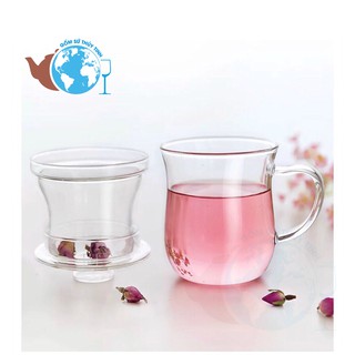 Ly Lọc Trà Thủy Tinh Dáng Eo Thon 300ml