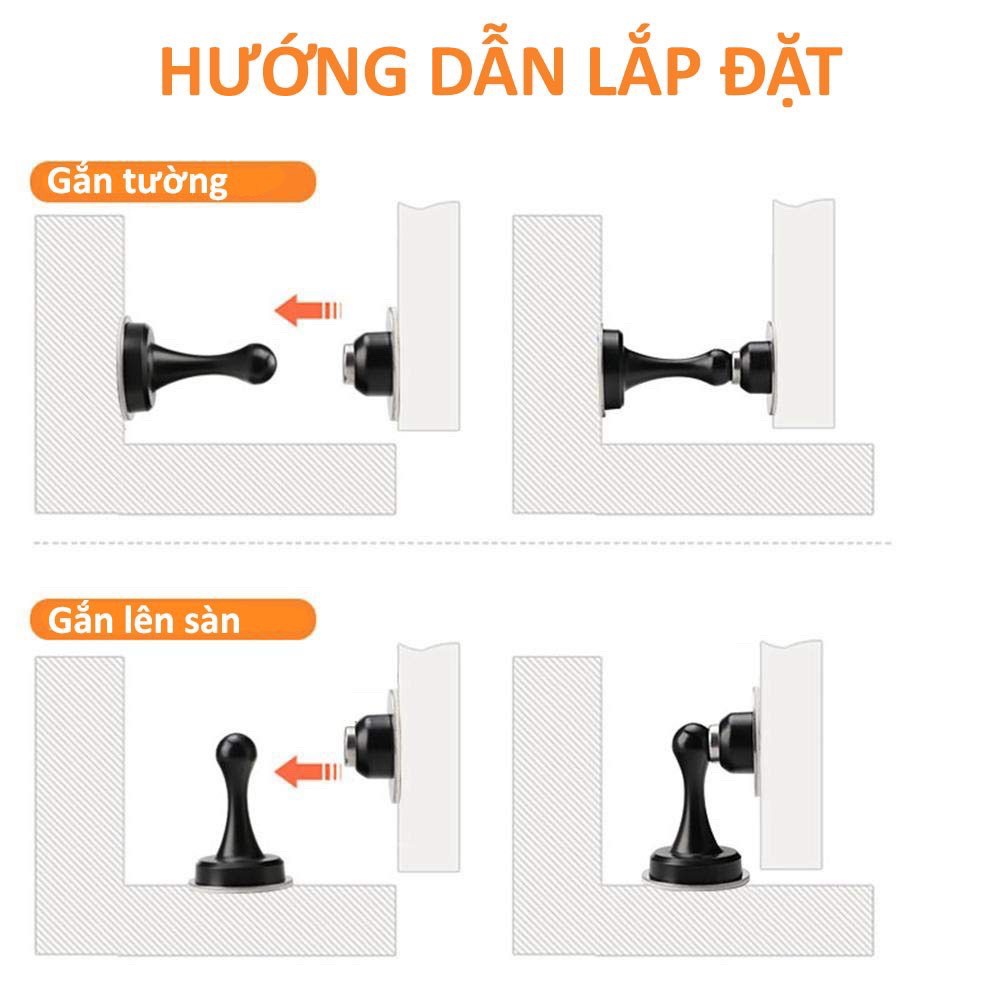 Chặn Cửa Siêu Hít Nam Châm, Chống Va Đập Cửa Với Tường, Với Miếng 3M Gắn Sàn - Tường, Không Khoan Đục. TakyHome 1300