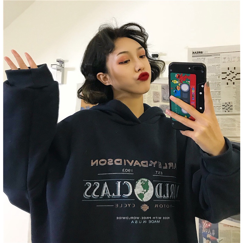 [áo hoodie nữ form rộng] áo sweater nữ form rộng có mũ mặc nhà đi chơi thời trang ulzzang hàn quốc | BigBuy360 - bigbuy360.vn