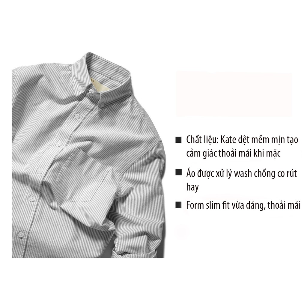 Áo so mi nam DOUBLE'D màu xám kẻ sọc SL2NAU00 | BigBuy360 - bigbuy360.vn