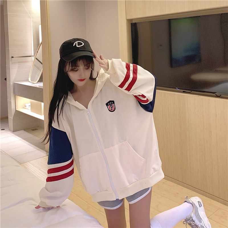 Áo Khoác Dài Tay Có Mũ Phối Khóa Kéo Năng Động Thời Trang Dành Cho Nữ | BigBuy360 - bigbuy360.vn