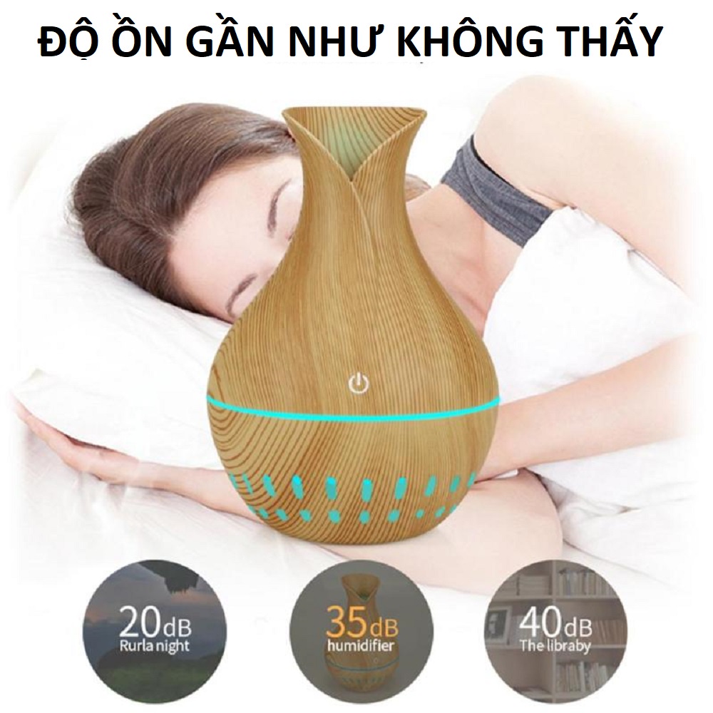 Máy xông tinh dầu phòng ngủ kiểu khuếch tán phun sương tạo ẩm cỡ mini 130ml mã 1700x