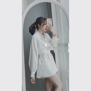 SET SƠ MI CỘT EO + QUẦN SHORTS
