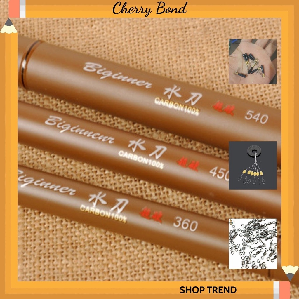 Bộ cần câu tay giá rẻ Biginner nâu giả trúc chất lượng cao câu chép rô phi trôi trắm