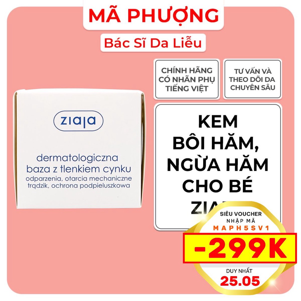 Kem bôi hăm Kẽm oxit Ziaja 13%  Ziaja Dermatological Base with Zinc Oxide 80g