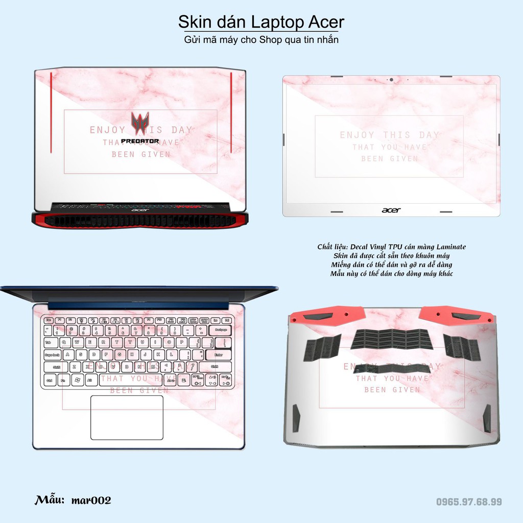 Skin dán Laptop Acer in hình vân Marble (inbox mã máy cho Shop)