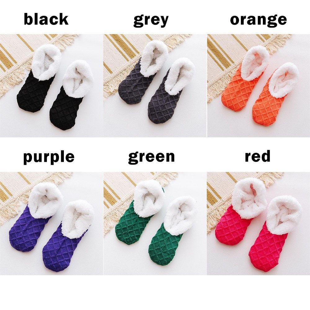 Vớ đi trong nhà bằng len lót lông cừu dày mềm chống trượt nhiều màu thời trang mùa đông cho nữ