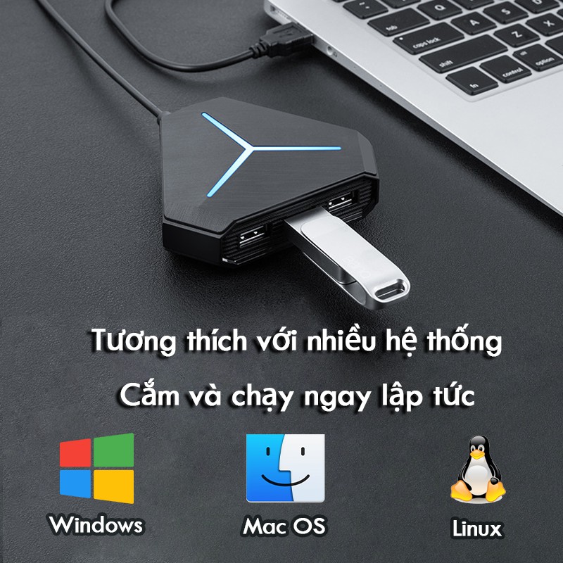 Cổng USB 6 đầu kết nối đa năng cho thiết bị Mac PC/ máy tính xách tay/ máy tính để bàn | BigBuy360 - bigbuy360.vn