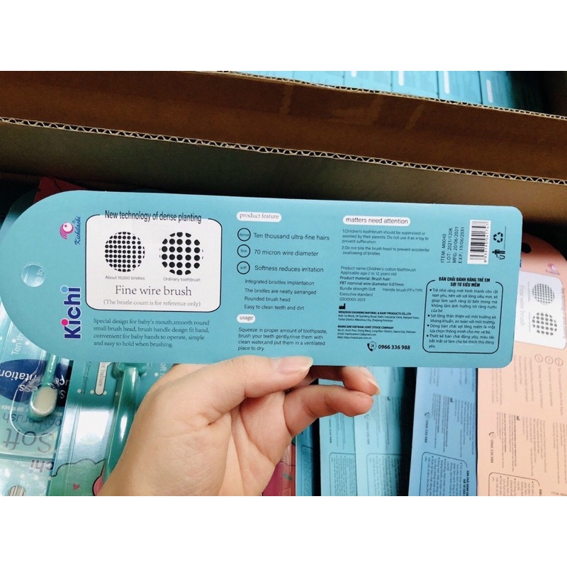 Bàn chải đánh răng Kichilachi Kichi cho bé với 10000 sợi lông tơ mini siêu mền mịn
