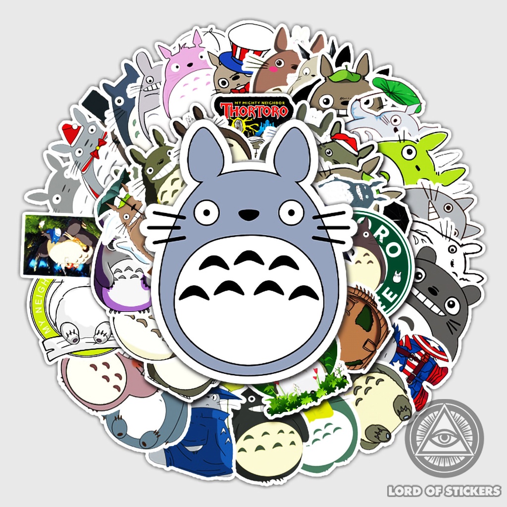 Set 52 Nhãn Dán Hoạt Hình Totoro Sticker Cute Dễ Thương Ghibli Anime Manga Trang Trí Mũ Bảo Hiểm, Điện Thoại, Laptop, Sổ