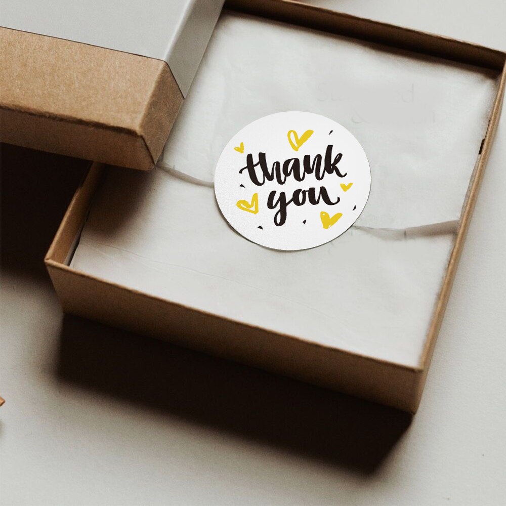 500 Miếng sticker tròn chữ thank you dán niêm phong bìa thư xinh xắn