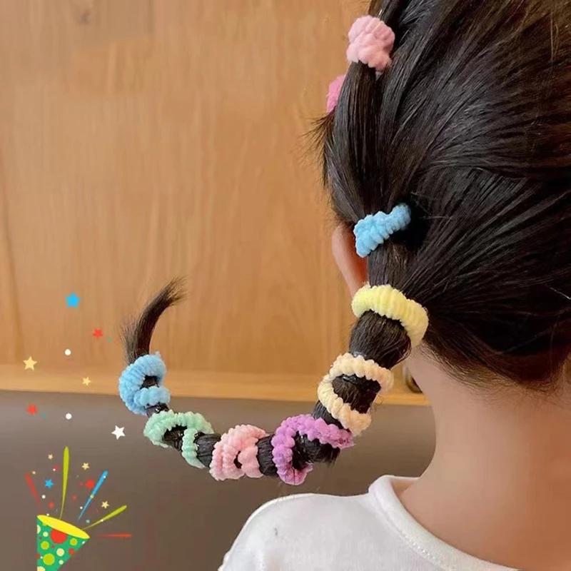 Set 100 Dây Buộc Tóc Cao Su Co Giãn Mềm Hình Hoa Màu Kẹo Ngọt Phong Cách Hàn Quốc