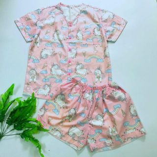 Pijama nữ ngựa Pony hồng vải thô lụa Hàn 100% cotton