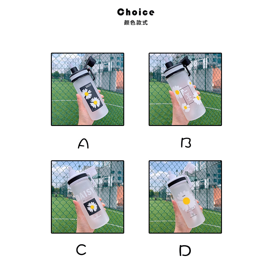 Bình Nước Thủy Tinh In Hình Hoa Cúc Phong Cách Hàn Quốc