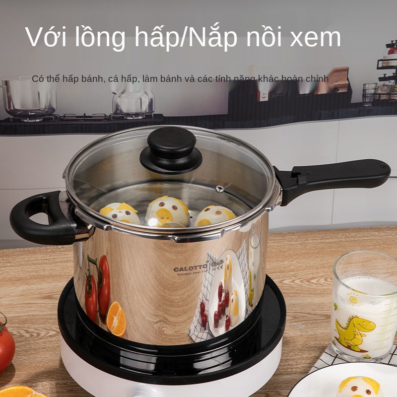 ❍Nồi áp suất inox 316 của Đức bên thẳng chống cháy nổ hầm canh gia dụng bếp từ gas 6-8L