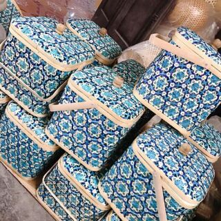 Hộp mây tre đan hoa văn