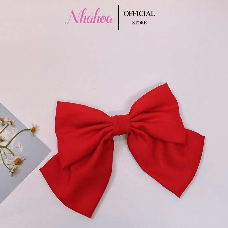 Kẹp Tóc Nơ Vải Lụa Satin Size 22cm Nhiều Màu Sắc - Chính Hãng NHÀ HOA