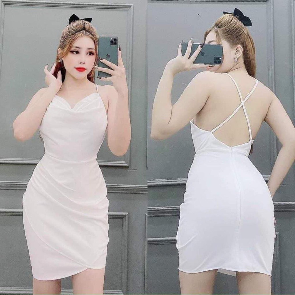 ĐẦM 2S BODY CỔ ĐỖ HÀNG THIẾT KẾ màu đen và trắng chuẩn ảnh