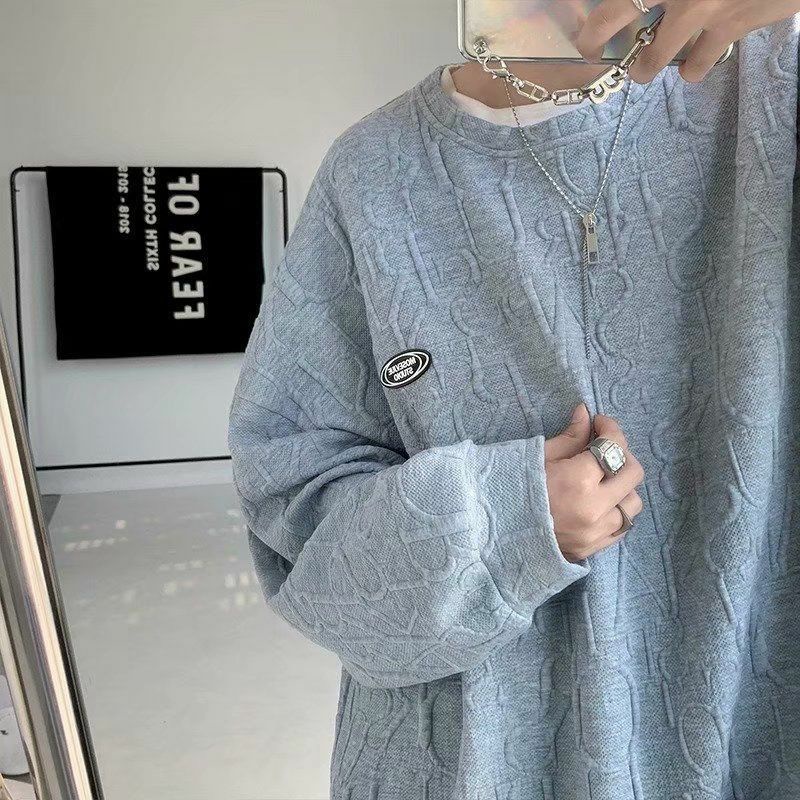 Áo thun sweater vân nổi nam nữ siêu hot