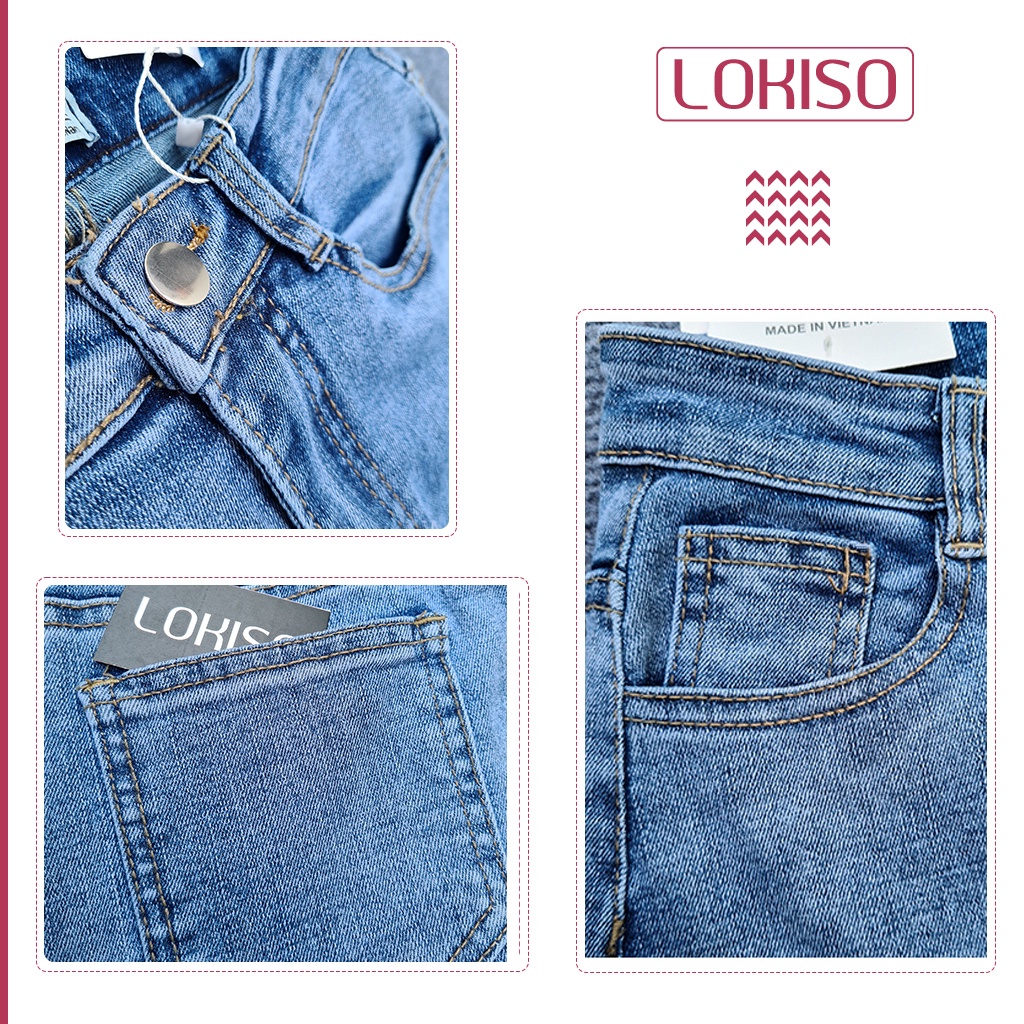 Quần jean nữ lưng cao co giãn dáng ôm skinny có túi trơn dài basic LOKISO QJ03