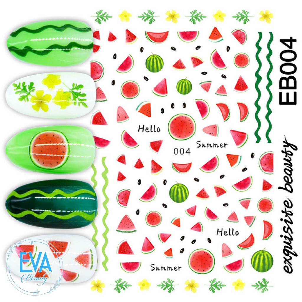 Sticker Dán Móng Tay 3D Dạng Decal Dán Chống Nước Hoạ Tiết Quả Đào Hồng Peach Cute  JO1234