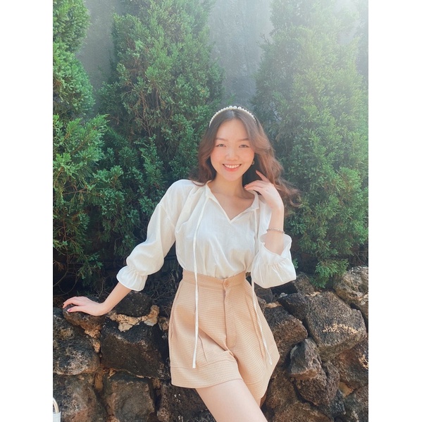 Quần short lưng cao ống rộng LUCETFASHION Emily