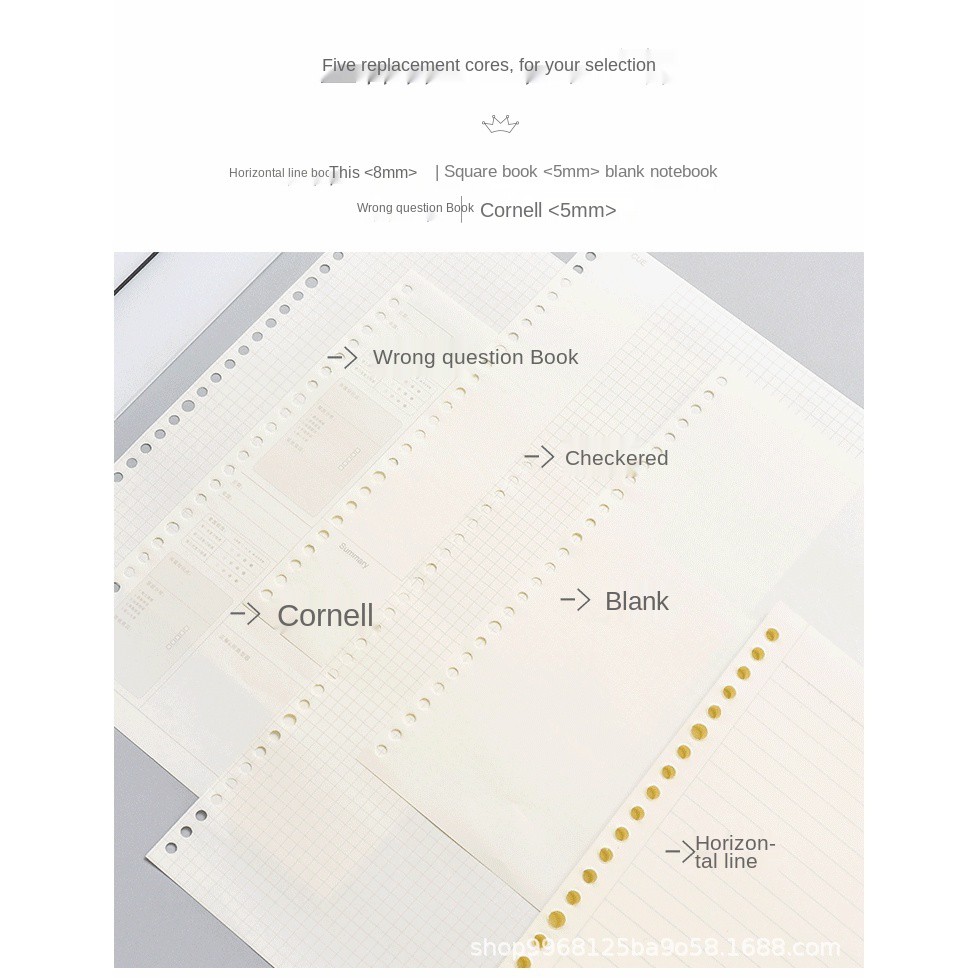 MUJI Style Notebook Grid Paper Unprotective A5 Notebook B5 Notebook Loose Leaf Notebook Minimalist Planner Frosted Transparent Cover Live Page Bind 20 Holes 26 Hole Horizontal Grid Loop Paper Storage Replaceable