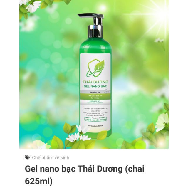 GEL RỬA TAY NANO BẠC SAO THÁI DƯƠNG (GEL SÁT KHUẨN DƯỠNG DA) | BigBuy360 - bigbuy360.vn