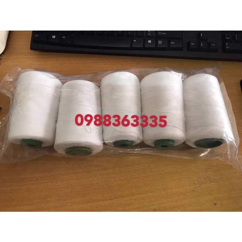 Combo 10 cuộn chỉ khâu bao màu trắng, chỉ khâu bao, chỉ  khâu 2 lạng