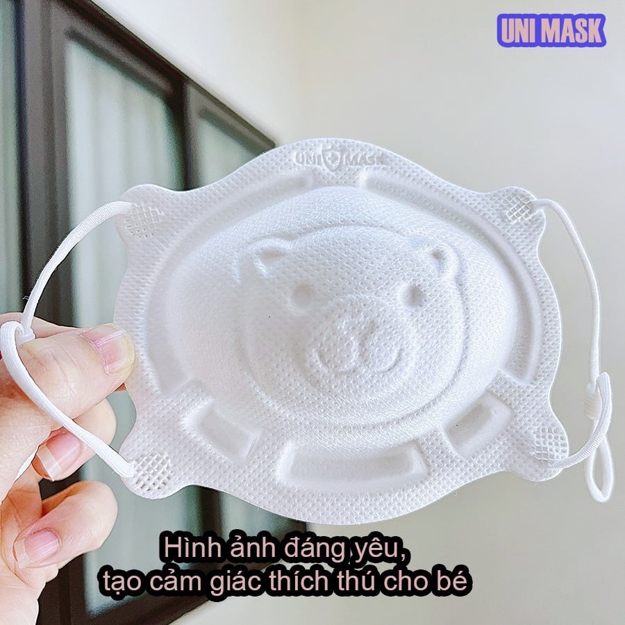 Set 3 Khẩu Trang Gấu 3d Kháng Khuẩn Unimask Xuất Nhật Cho Bé Từ 0 - 5 Tuổi Có Thể Điều Chỉnh Quai Đeo