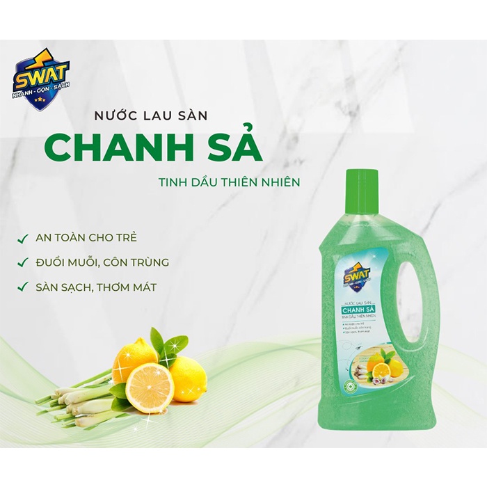 Nước Lau Sàn SWAT Hương Chanh Sả Can 4Kg Tiết Kiệm