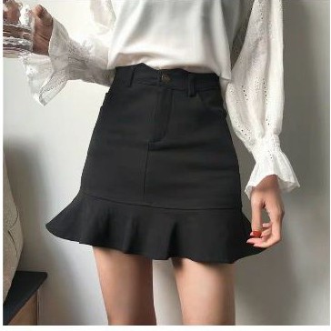 [ORDER]  chân váy đuôi cá đen kaki mềm co giãn size S ( ảnh thật)