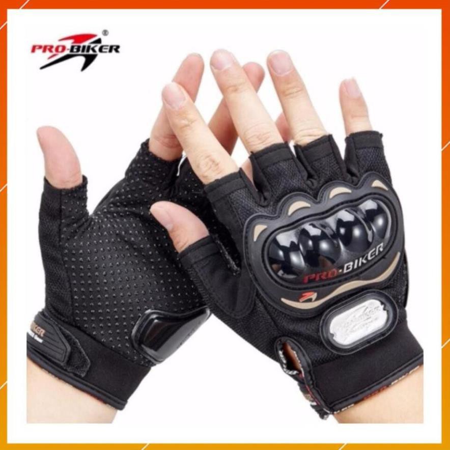 Găng Tay Xe Máy, Bao Tay Đi Phượt Kawasaki - Monter - Probike - Fox Hở Ngón Có Gù Bảo Vệ Chuyên Moto Thể Thao