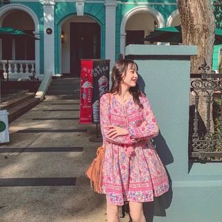 Váy babydoll thổ cẩm hồng | duonghuong clothes