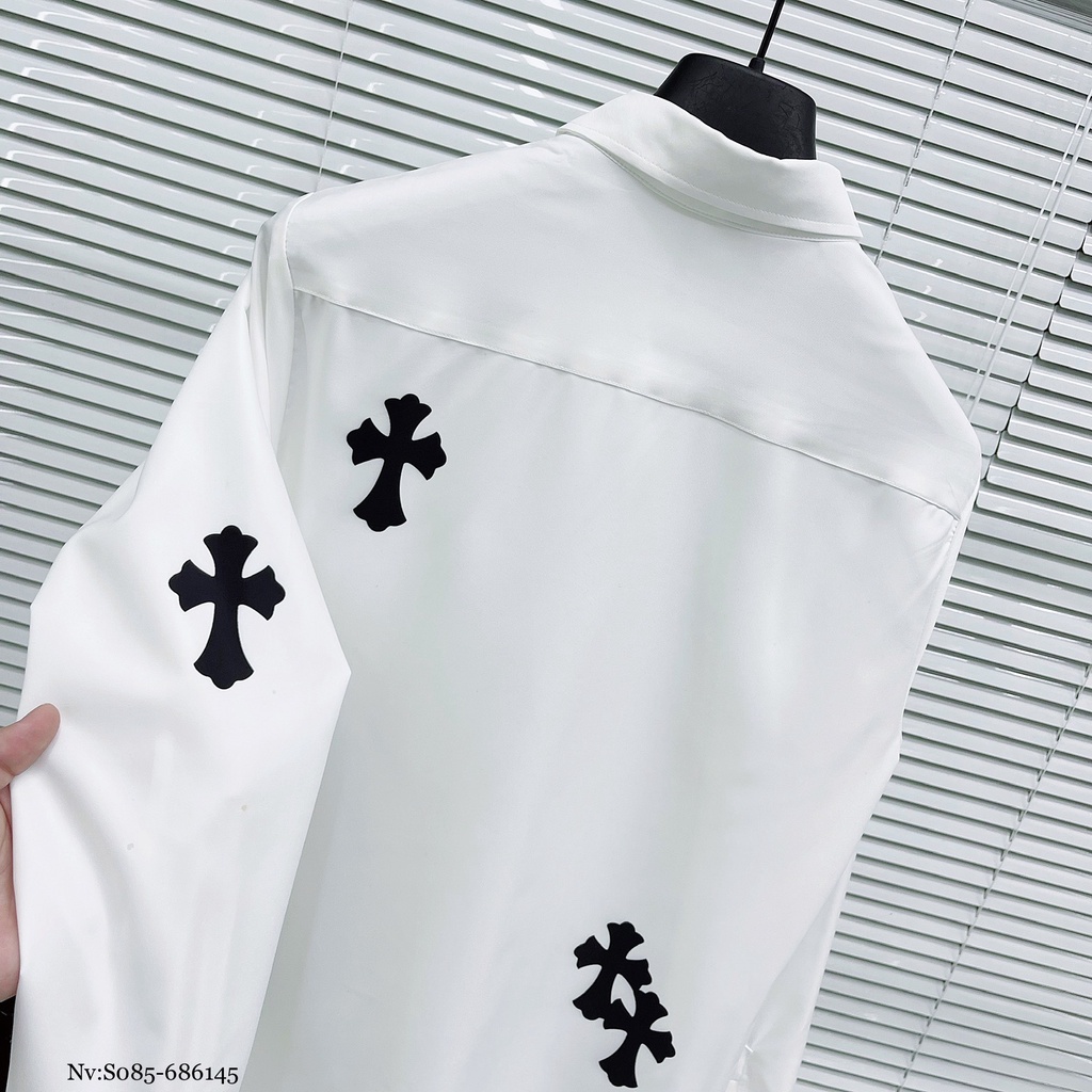 Áo Sơ Mi Trắng Nam Họa Tiết Hình In Thánh Giá Sang Trọng LỊch Sự - Áo Sơ Mi Cao Cấp Dành Cho Nam DT FASHION MENWEAR