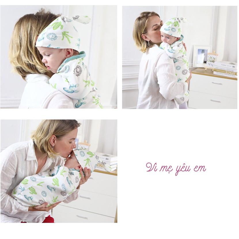 Ủ kén sơ sinh Miracle Baby cotton khăn quấn bé